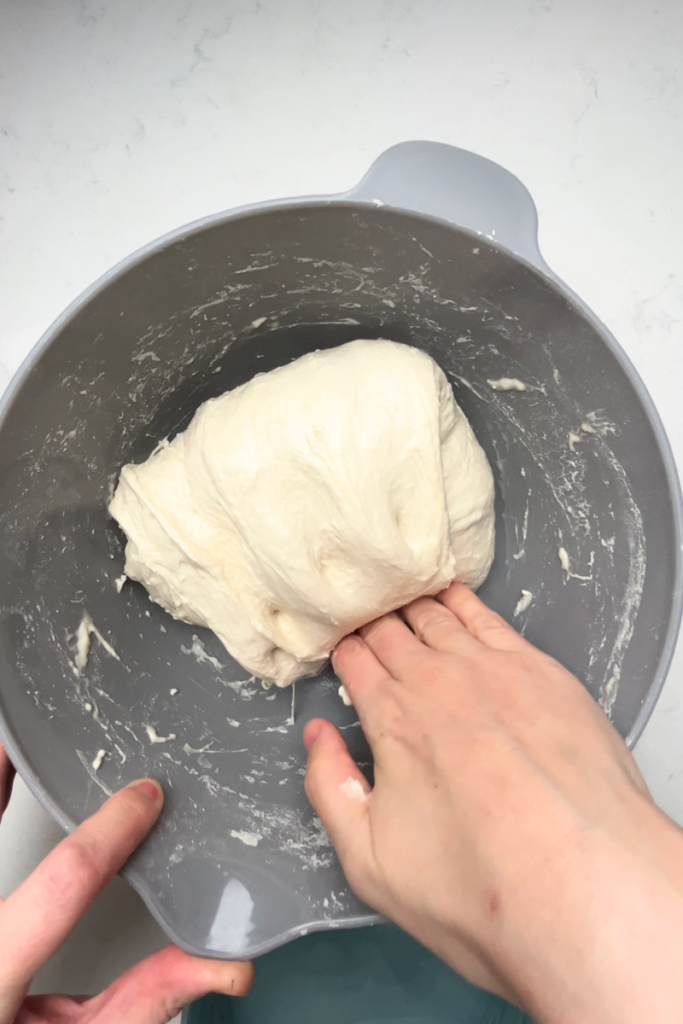 Stretch and fold sourdough.