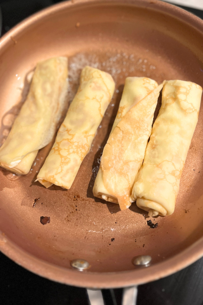 Crepes with sweet cream cheese filling.