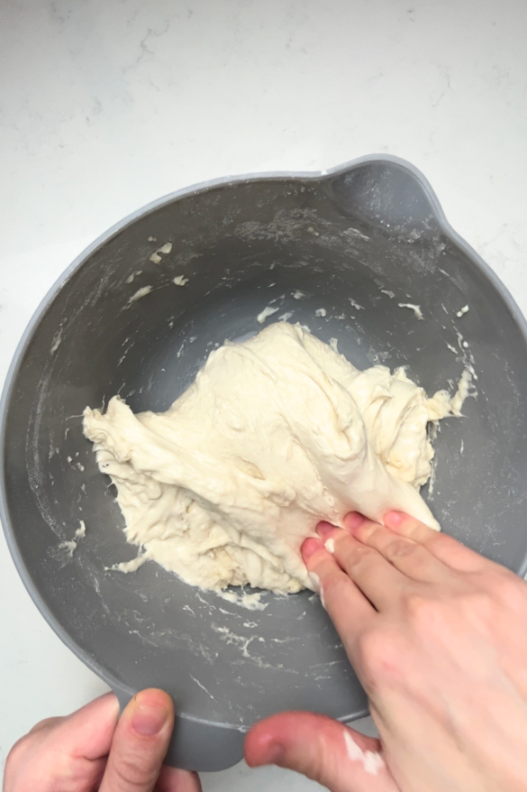 Stretch and fold sourdough.