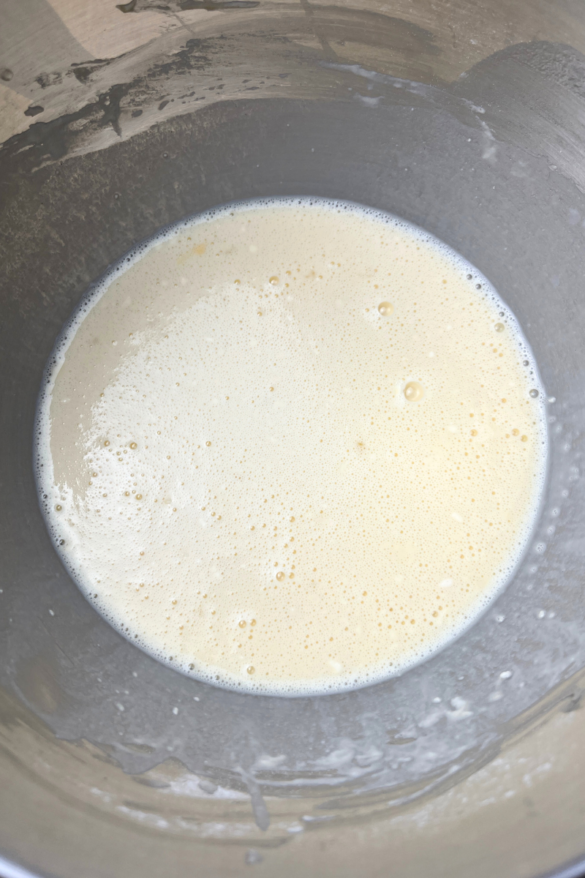 Crepes batter blended.