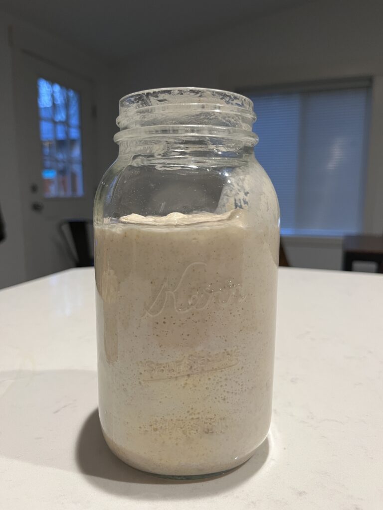 Sourdough Starter in a mason jar.