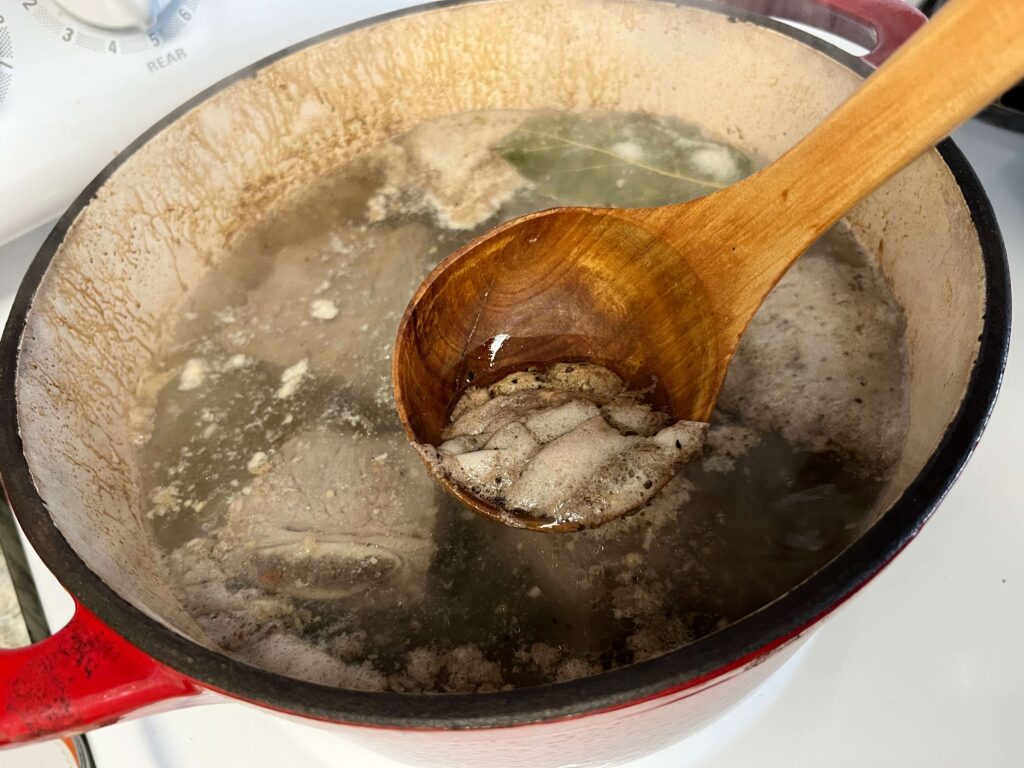 Beef broth for red borscht.