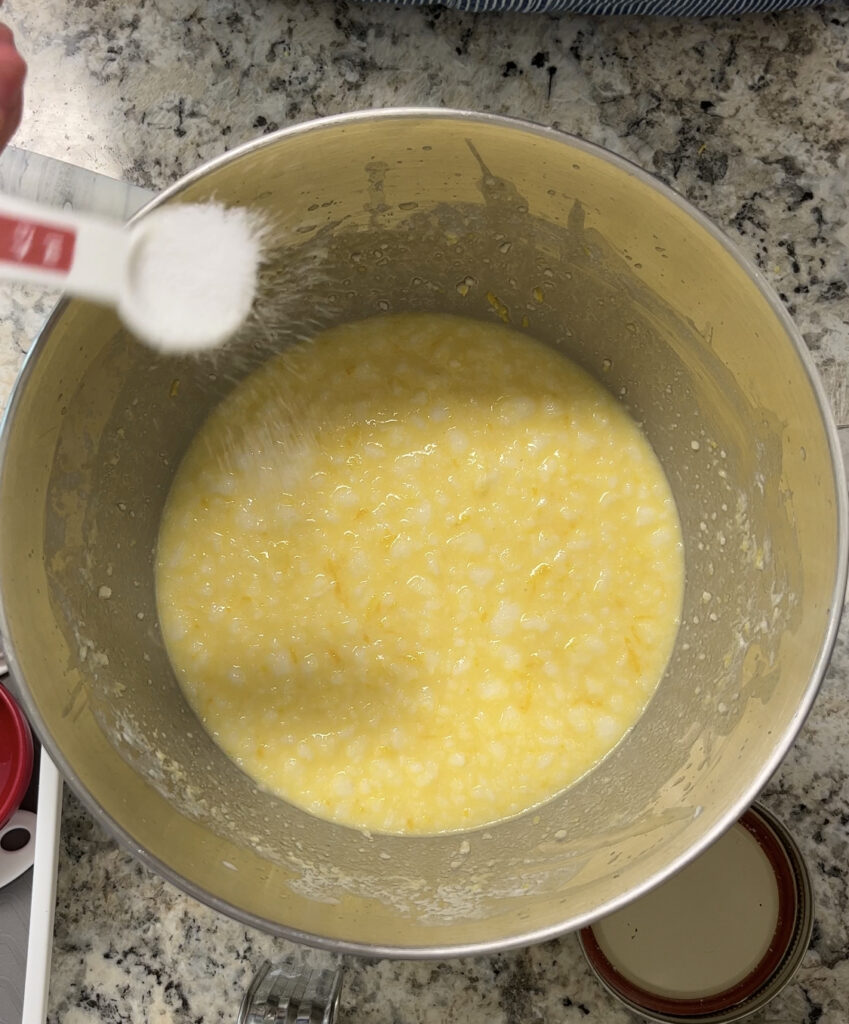 pouring salt into a mixture