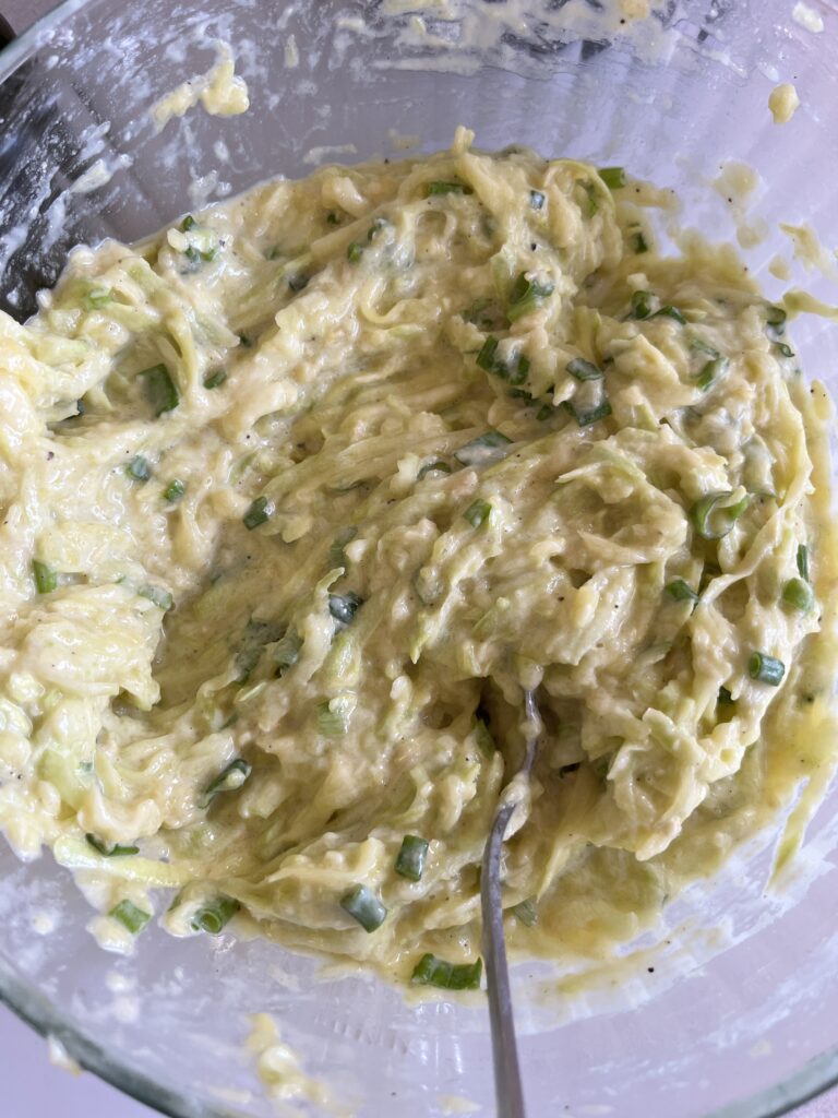 Sourdough zucchini fritters batter.