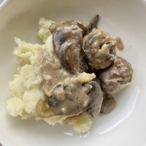 Meatballs with creamy mushroom sauce recipe.