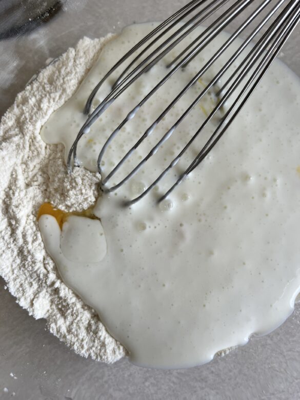 Buttermilk with flour for pancakes.