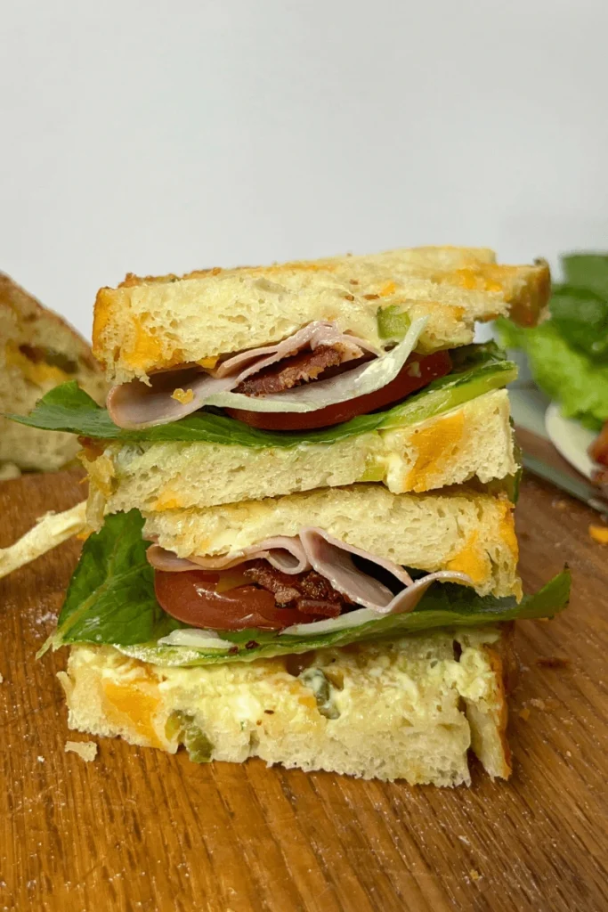Ham and Cheese Sandwich on a sourdough jalapeño cheddar bread.