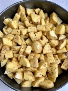 Potato oil and spices for oven roasted potatoes.