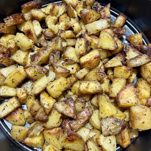 Oven roasted gold Yukon potatoes with spices.