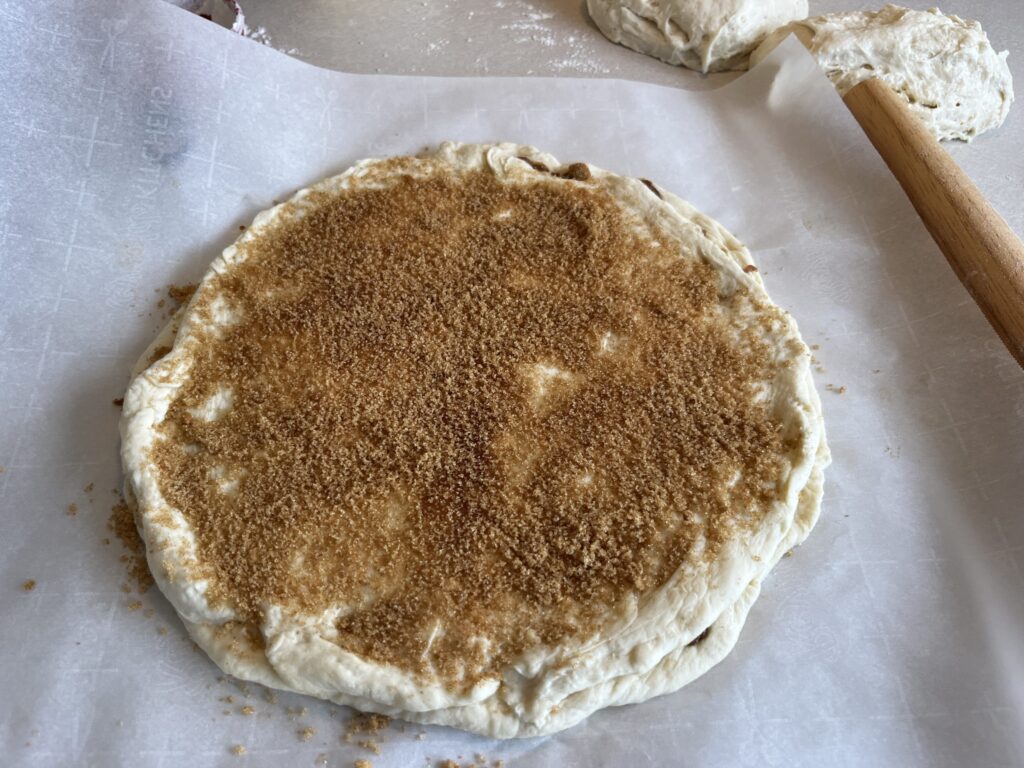 Sourdough cinnamon star dough layered with butter and cinnamon sugar.