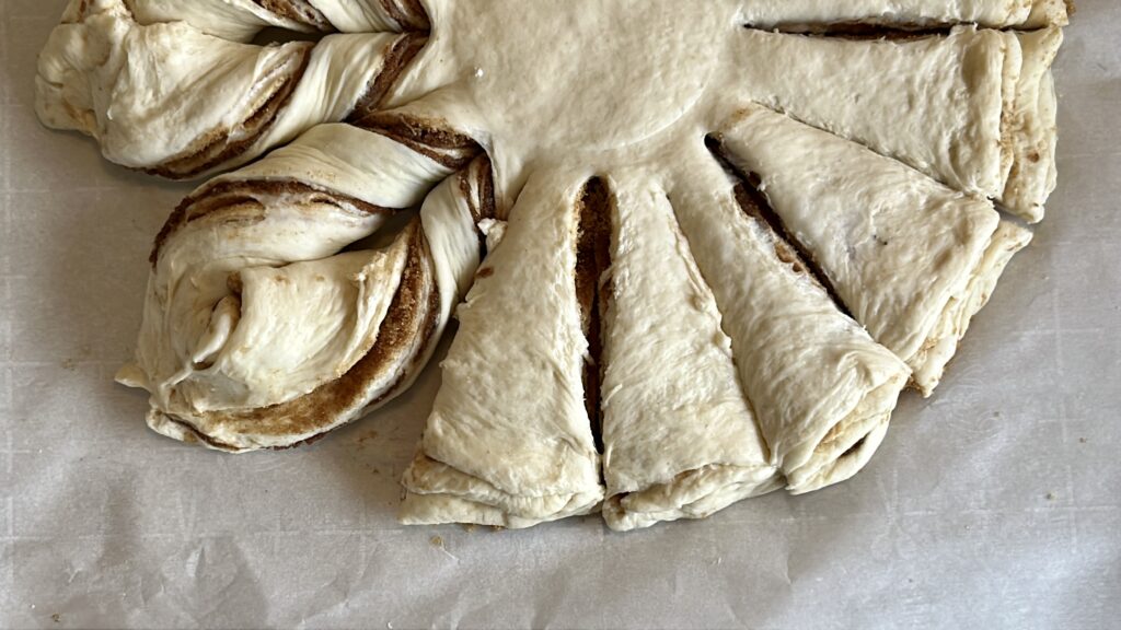 Sourdough cinnamon star cut and shaped. 