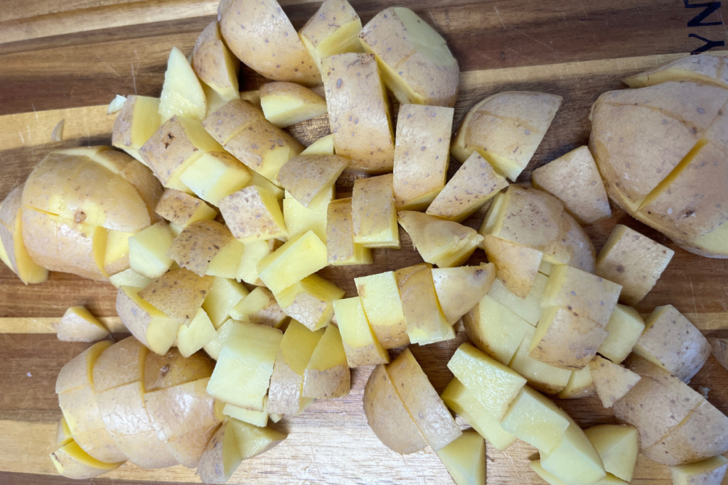 Diced Yukon Gold potatoes. 