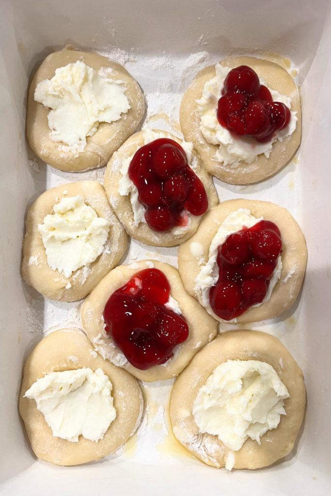 Sourdough cherry cheesecake buns.