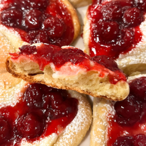 Sourdough cherry cheesecake buns.