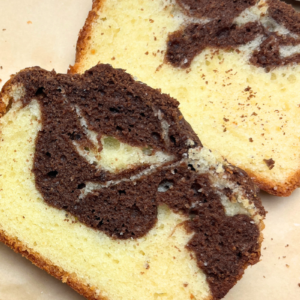 Sourdough marble loaf cake.