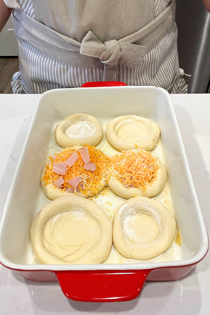 Sourdough ham and cheese buns.