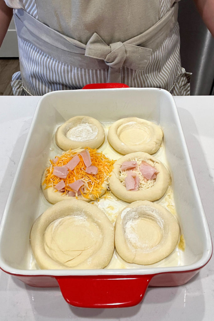 Sourdough ham and cheese buns.