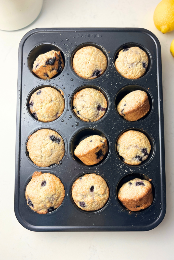 Sourdough lemon blueberry muffins. 