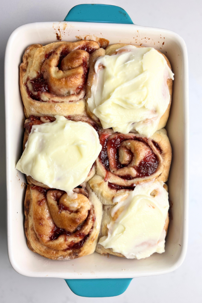 Sourdough strawberries and cream rolls.