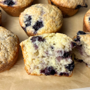 Sourdough lemon blueberry muffins.