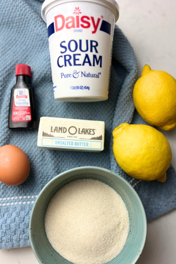 Wet ingredients for Sourdough lemon blueberry muffins.