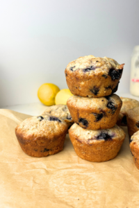 Sourdough lemon blueberry muffins.