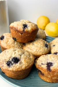 Sourdough lemon blueberry muffins.