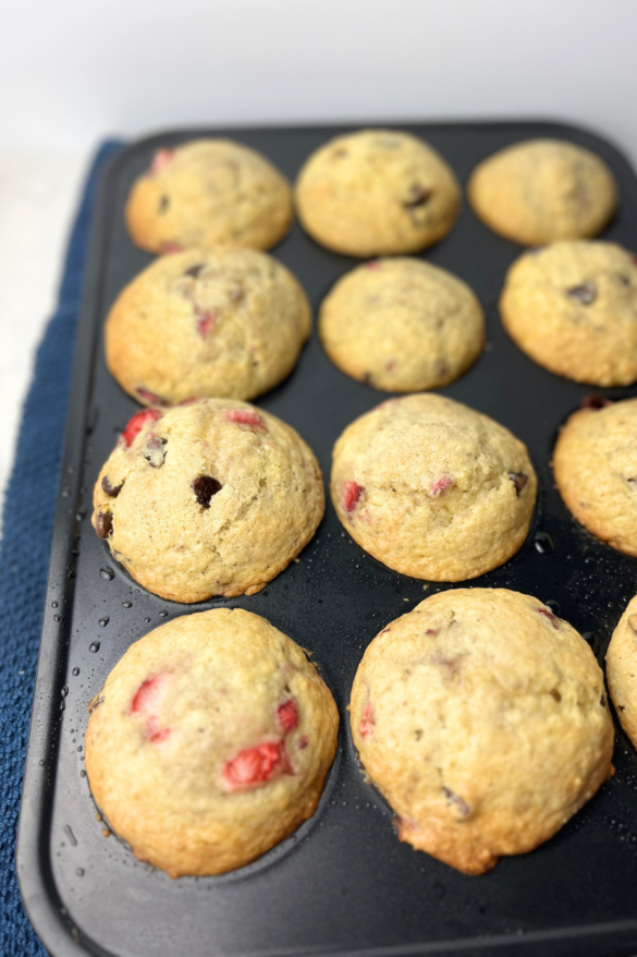 Sourdough Chocolate Chip Strawberry Muffins