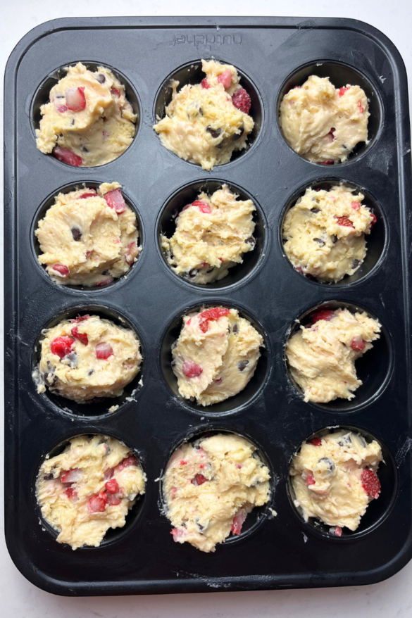 Sourdough Chocolate Chip Strawberry Muffins