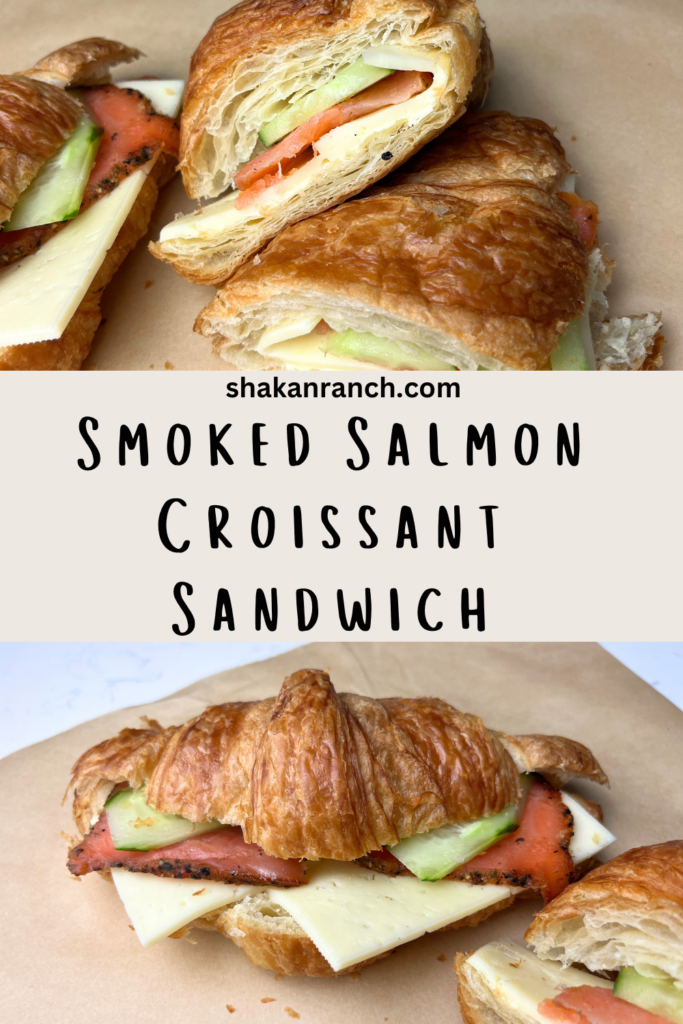Smoked salmon croissant sandwich. 