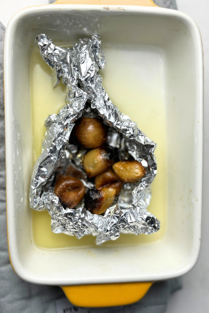 Roasted garlic in olive oil.