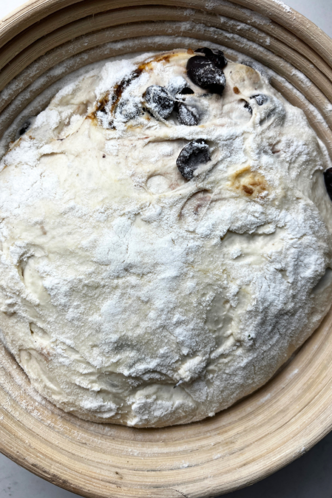 Roasted Garlic, Rosemary, and Kalamata Olive Sourdough Bread.