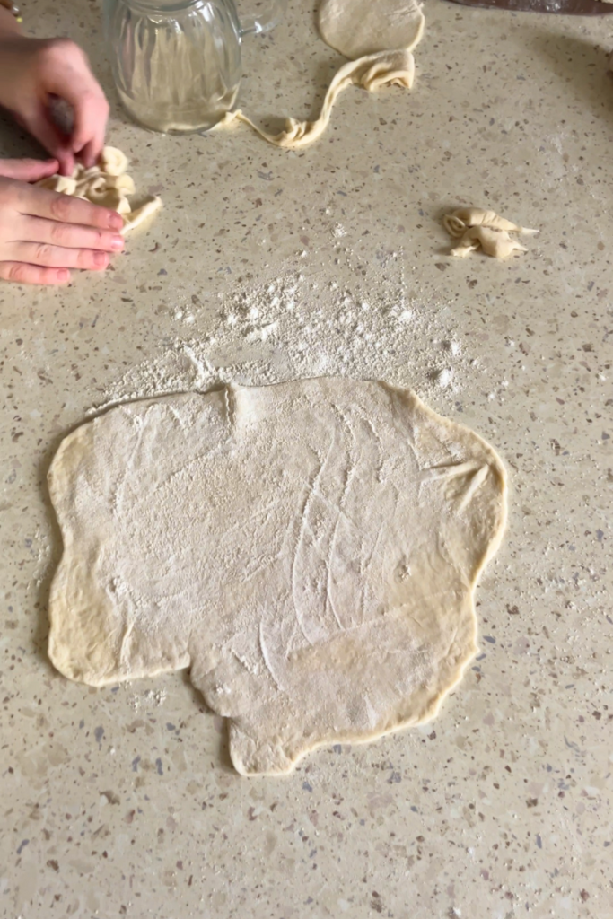 Sourdough pelmeni dough. 