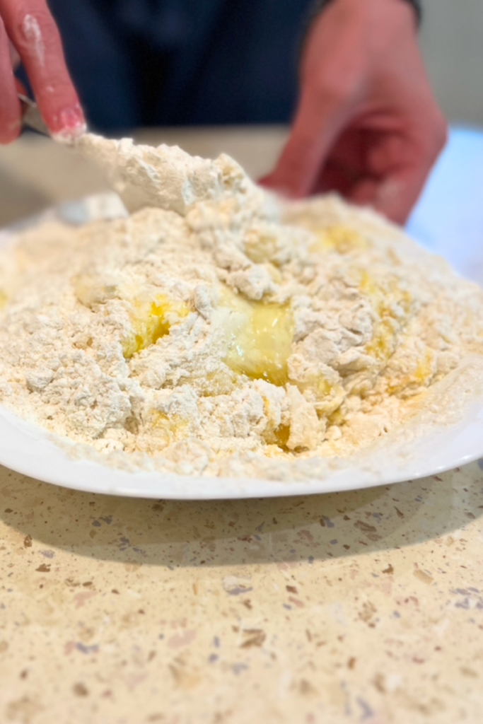 Sourdough pelmeni dough. 