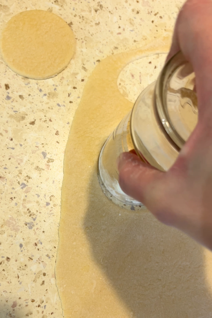 Sourdough pelmeni dough. 