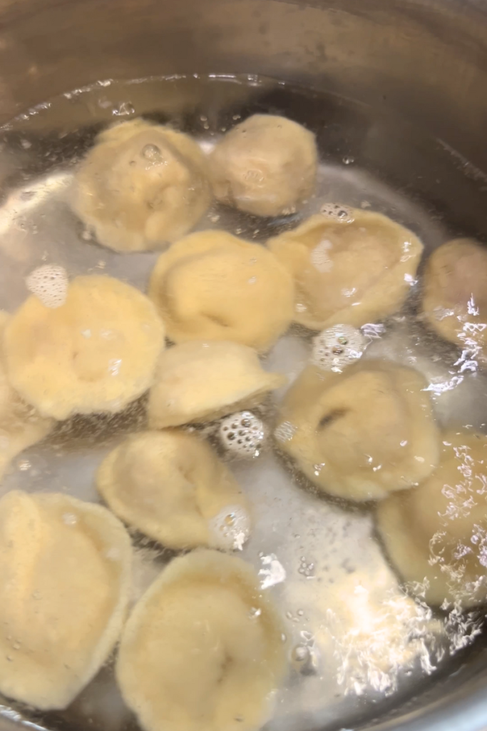 Sourdough pelmeni dough. 