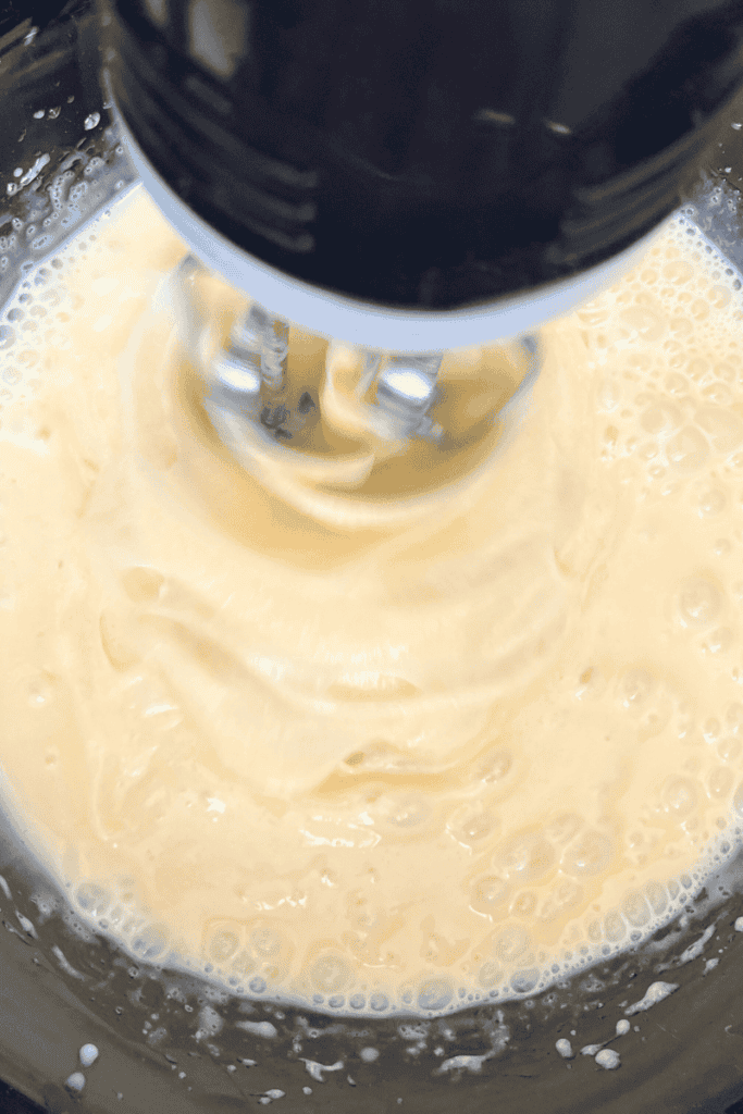 Wet ingredients for moist sourdough chocolate sheet cake.