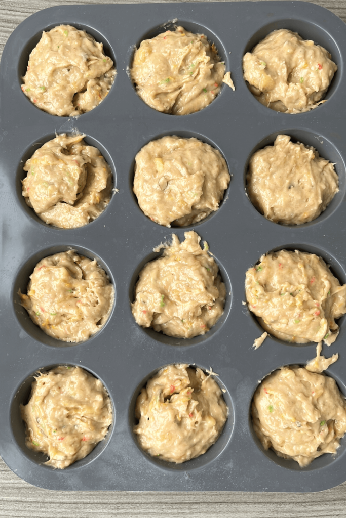 Sourdough Banana Muffins with hazelnuts and coconut flakes.