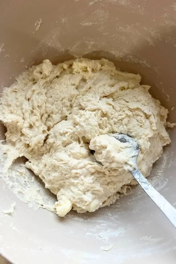 Sourdough garlic knots rough dough ball. 