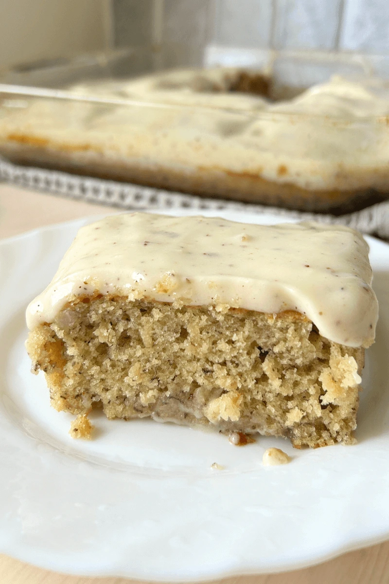 Sourdough Banana Snack Cake with Brown Butter Frosting