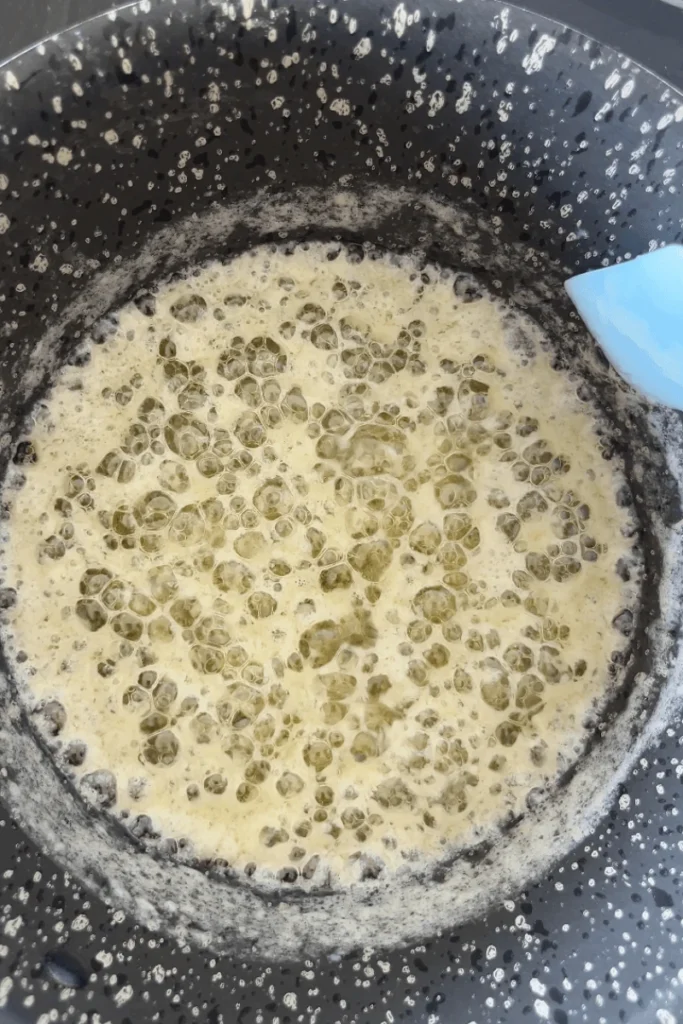 Browning butter in a small saucepan.