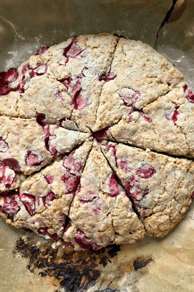 Sourdough strawberry scones baked. 