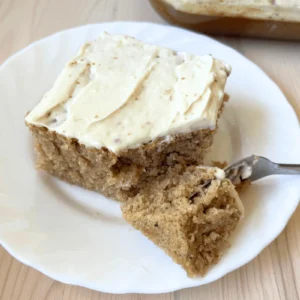 Sourdough Snickerdoodle Sheet Cake on a plate.
