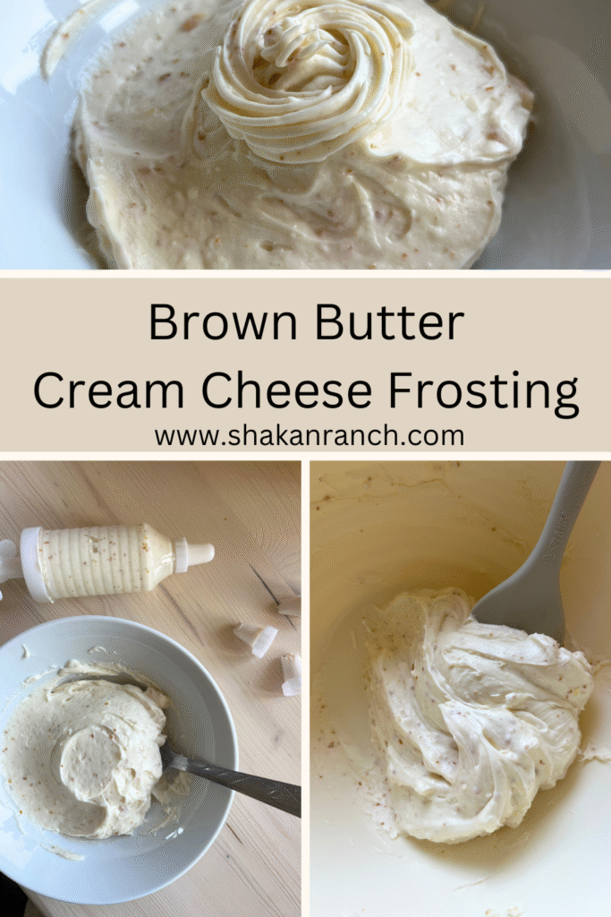 Brown butter cream cheese frosting pin for pinterest. 