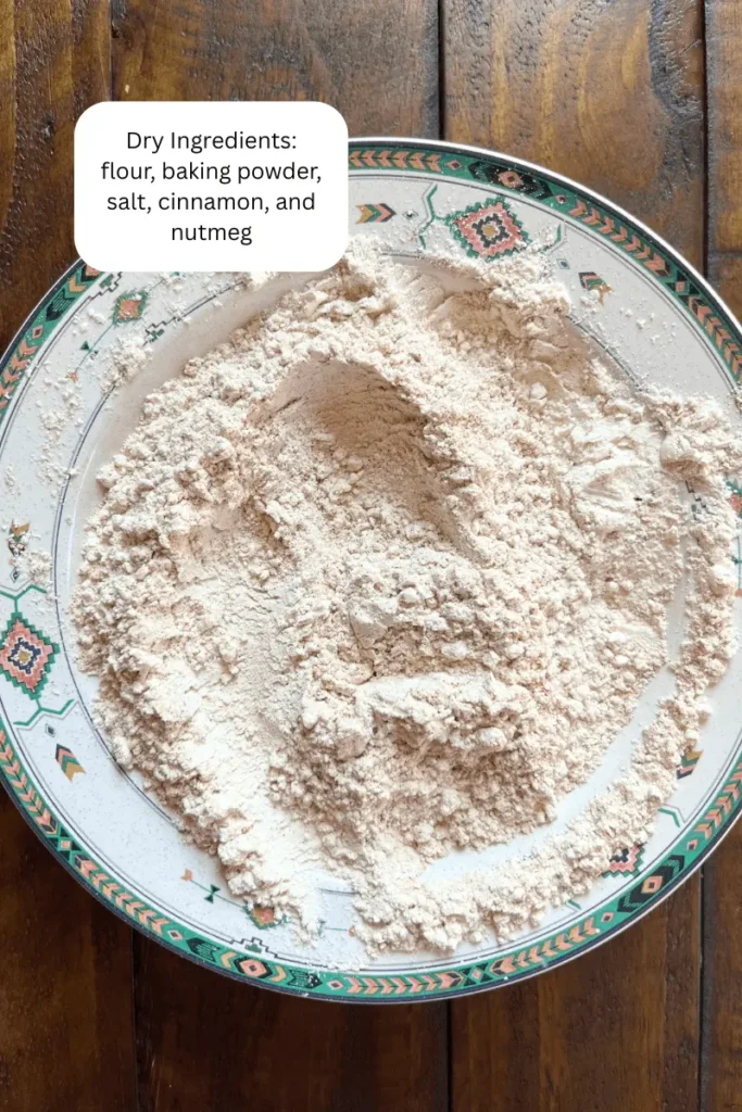 Dry ingredients for Pumpkin Sourdough Tres Leches Cake. 