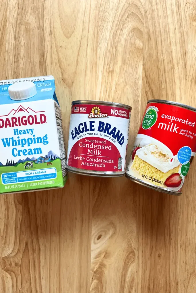Tres leches ingredients. 
