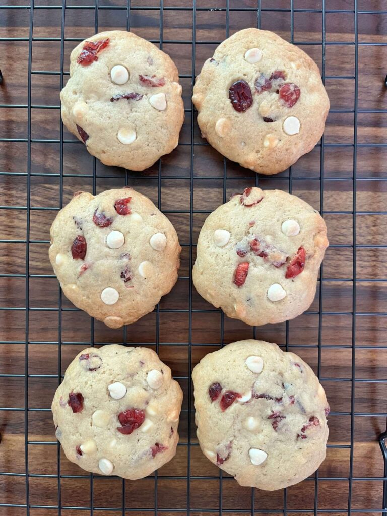 Sourdough White Chocolate Chip Cranberry Cookies.