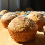 Sourdough Apple Cider Muffin on a table top.