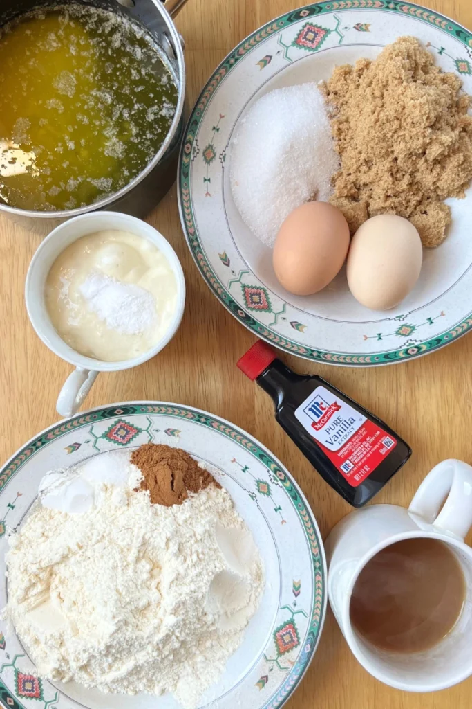 Sourdough Apple Cider Muffins ingredients layed out. 