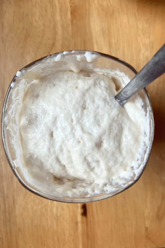 Sourdough starter mixed with baking soda.